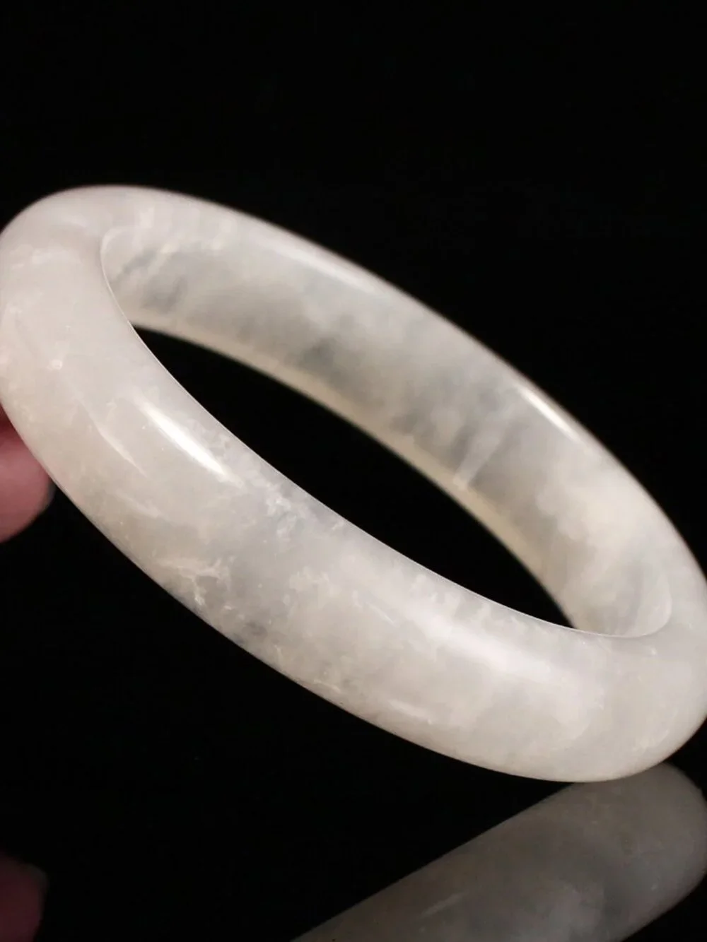 Natural White Moonstone Bangle Bracelet 55.8mm I.D. w Moderate Blue Sheen 44.61g
